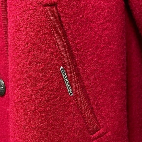 Geiger Austria Vintage Red Boiled Wool Full Length Classic Overcoat Size 36 - Picture 8 of 15